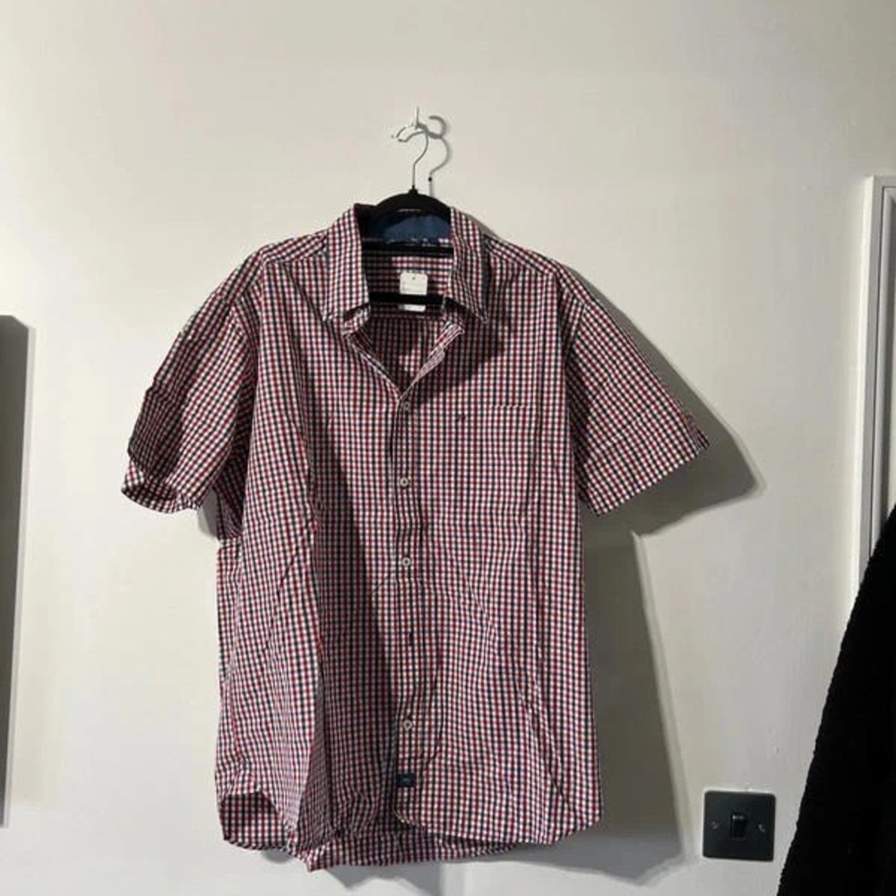 Lulu's Red and White Plaid Button Down Shirt